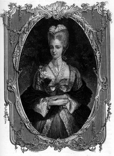 Portrét markýzy z Boufflers Marie Francoise Catherine de Beauvau Craon (1711-1787) – rytina z roku 1862 v „“The Queens of the World““ od našich prvních spisovatelů – Vydáno pod vedením JGD Armandauda od Unknown artist