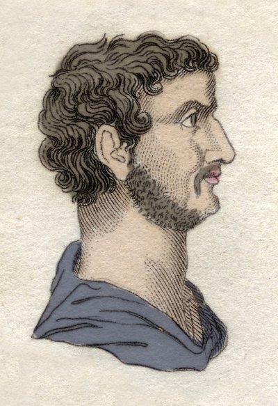 Portrét římského císaře Hadriána (Publius Aelius Hadrianus) (76-138 n. l.) Rytina z 19. století. od Unknown artist