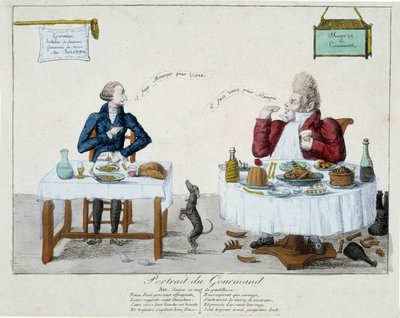 Portrét gurmána: „“musíš jíst, abys žil, musíš žít, abys jedl““ - rytina od Unknown artist