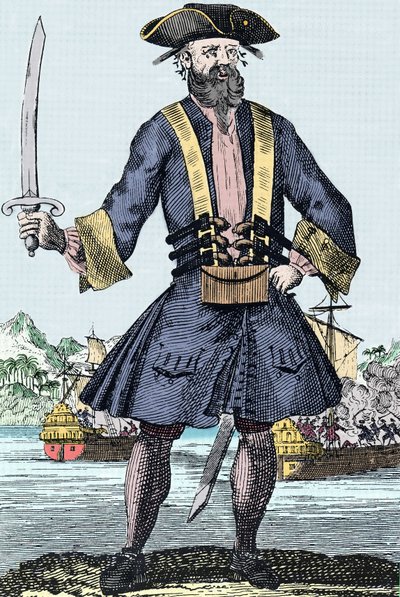 Portrét piráta Edwarda Teacha dit Barbenoire (Černomous nebo Černovous od Unknown artist