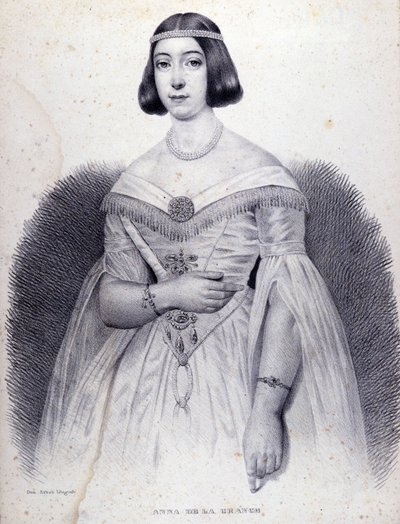 Portrét zpěvačky Anny de LA GRANGE (1824-1909). od Unknown artist