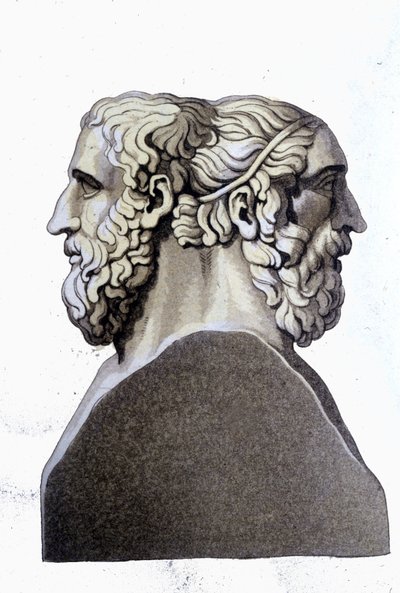 Portréty Homéra (9. století př. n. l.) a Archiloque (712 př. n. l. - 648 př. n. l.), řeckých básníků. od Unknown artist