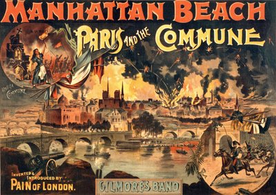 Plakát show „Paris et la Commune“ na Manhattan Beach od Gilmores Band, sd. kolem roku 1891. od Unknown artist