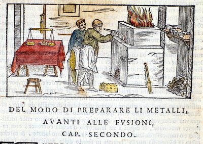Příprava kovu pro tavení - v “Pirotechnia”” Biringuccio od Unknown artist