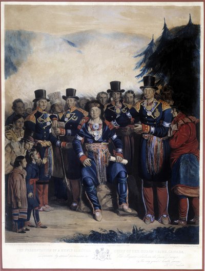 Prezentace nově zvoleného náčelníka Huronských indiánů Kanady od Unknown artist