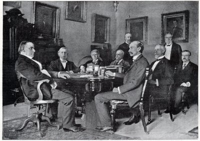 Prezident McKinley a jeho kabinet v Bílém domě od Unknown artist