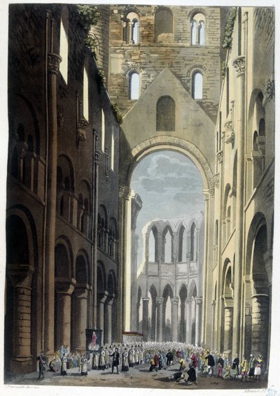 Procesí v opatství Jumieges - v ""Starém a moderním kostýmu"" od Dr. Ferrario, ed. Milán od Unknown artist