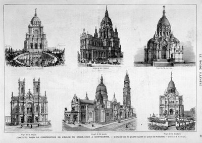 Projekty pro soutěž kostela Sacre Coeur na Montmartru - v „The Illustrous World““ z 25.7.1874 od Unknown artist