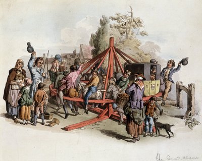 Veřejné ježdění ve Velké Británii - litografie, deb. 19. století od Unknown artist