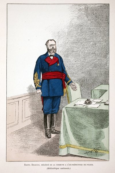 Raoul Rigault (1846-1871), delegát komuny v bývalé policejní prefektuře. Eau forte en couleurs, pour ilustraci “” Histoire du corps des gardiens de la paix””” kniha vydaná pod záštitou Louis Lepine (1846-1933) prefet de police d od Unknown artist