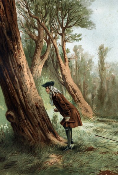 René Antoine Ferchault de Réaumur (1683-1757), francouzský fyzik a přírodovědec, studující morálku caterilles.po „La Ciencia y sus Hombres par Louis Figuier“ Barcelona 1881 od Unknown artist