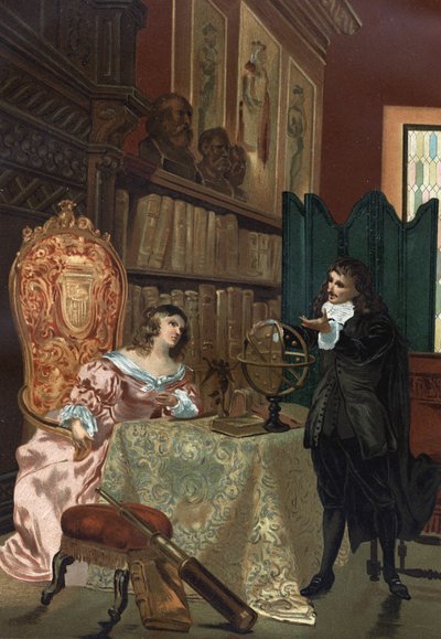 René Descartes (1596-1650) dával lekce filozofie švédské královně Kristině (1626-1689), cca 1649-1650 od Unknown artist