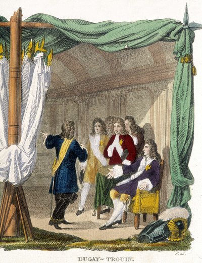 René Duguay Trouin (Duguay-Trouin) (Rene Trouin du Gue dit) (1673-1736) před králem Ludvíkem XIV. (1638-1715). Rytina 19. století. od Unknown artist