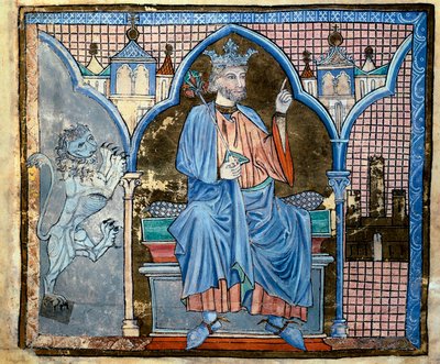 Reprezentace krále Ferdinanda III. Kastilského nebo svatého Ferdinanda (1199-1252) Miniatura převzata z rukopisu „Rejstřík královských privilegií“ fol. 66 v. 13. století Santiago de Compostela (Santiago de Compostela) (Santiago de Compostela), archiv hl. od Unknown artist