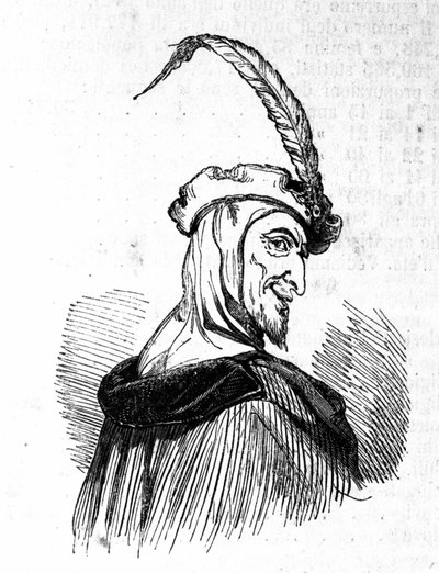 Znázornění Mefistofela (Mefista), postava legendy o Faustovi. Rytina 19. století od Unknown artist