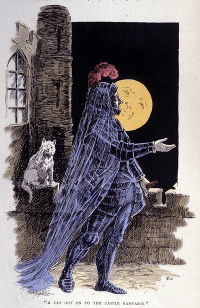Znázornění ducha za úplňkové noci. Vyryto 1894 od Unknown artist