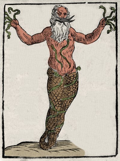 Znázornění řeckého boha Tajfuna (neboli Typhee). Rytina z "Mytologie a bajky" od hraběte Natalie 1637 od Unknown artist