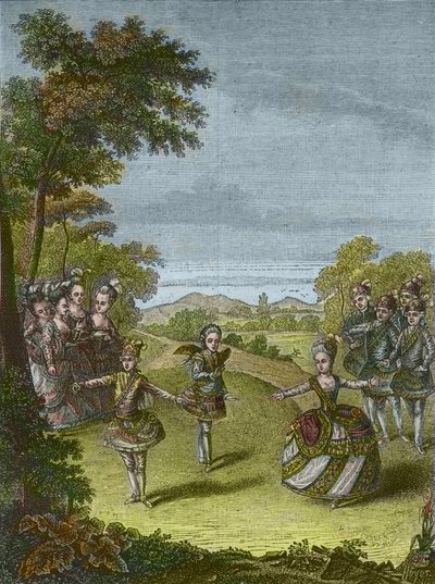 Představení baletu Christopha Willibalda Glucka "Triumf lásky" ve vídeňském Schonbrunnu 1865 (rytina) od Unknown Artist