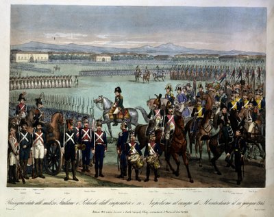 Recenze italských a polských milicí Napoleona na poli Montechiaro, 10. června od Unknown artist