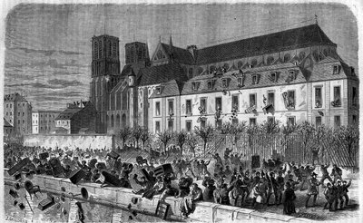 Revoluce roku 1830: 15. února pytel Archeveche v Paříži od Unknown artist