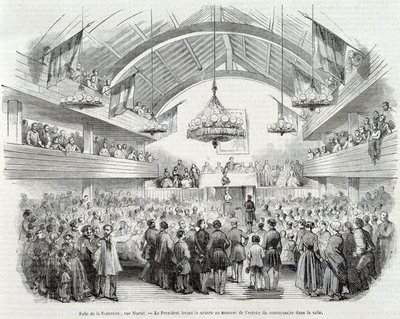 Revoluce 1848: Síň bratrstva, Rue Martel, prezident přerušil zasedání u vchodu komisaře do místnosti od Unknown artist