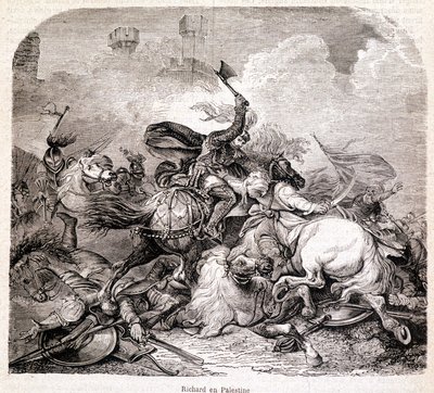 Richard v Palestině. Ilustrace v „Dějinách papežů, králů, královen, císařů v průběhu staletí““ od Maurice Lachatre 1857 od Unknown artist