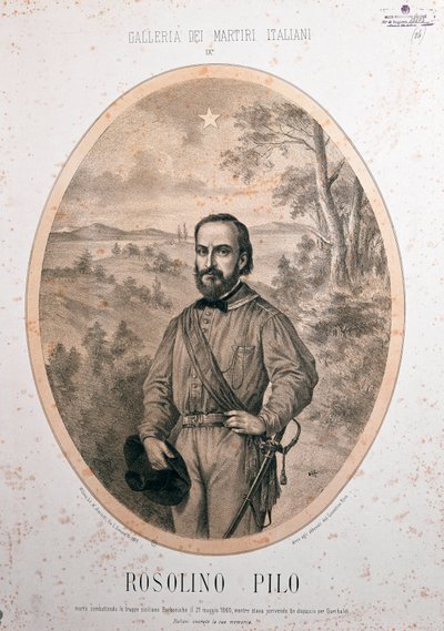 Risorgimento: "" Portrét italského vlastence Rosolino Pilo (1820-1860) "" od Unknown artist