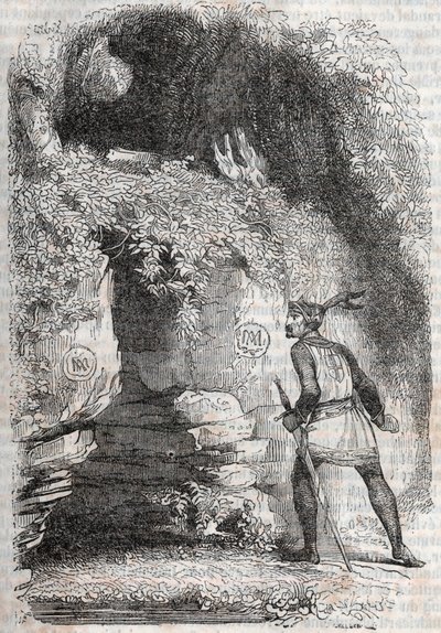 Roland nachází postavy Medora (Medoro) a Angelique (Angelica) – rytina z roku 1851 z „“Zuřivého Rolanda““ (Orlando furioso) (16. století) od Ludovica Ariosta, známého jako Ariosta – vydání přeložené z italštiny hrabětem z Tressan a publis od Unknown artist