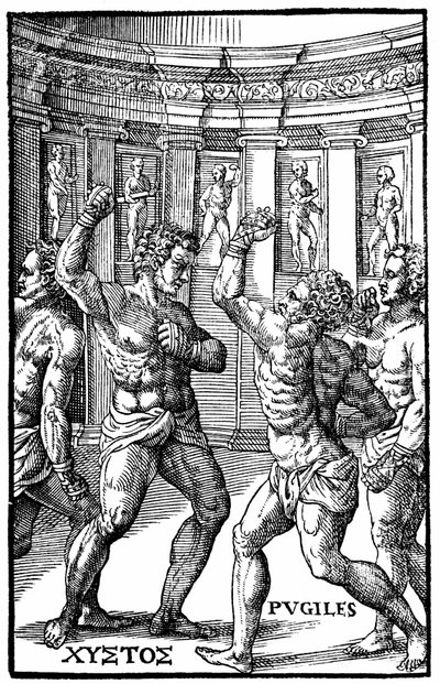 Římští zápasníci - v "Hieronymi Mercurialis de Arte Gymnastica", vydání v Benátkách od Unknown artist