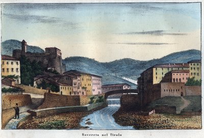 Město Rovereto v Trentinu v severní Itálii – 19. století – rytina „“ Zvyky a tradice všech národů vesmíru. To je historie vlády, zákonů, milicí, náboženství všech národů od nejvzdálenějších dob až do dnů n. od Unknown artist