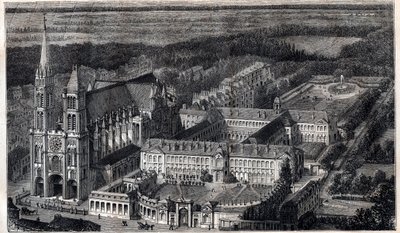 Royal House of Saint-Louis (Dům vzdělávání Čestné legie) v Saint Denis poblíž katedrály - rytina kolem roku 1867 od Unknown artist