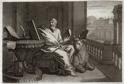 Royaumontská Bible, Nový zákon: Evangelista svatý Lukáš s býkem. Ilustrace z roku 1811. od Unknown artist