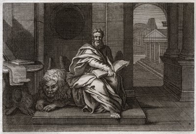 Royaumontská Bible, Nový zákon: Evangelista Svatý Marek se lvem. Ilustrace z roku 1811. od Unknown artist