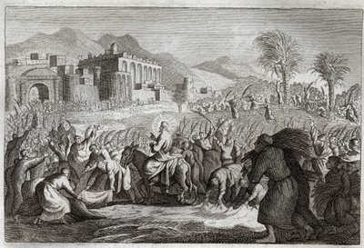 Royaumontská Bible, Nový zákon: Triumf Ježíše Krista. Ježíšův vjezd do Jeruzaléma. Ilustrace z roku 1811. od Unknown artist