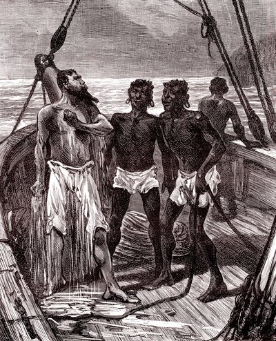 Přeprava gumy na řece Maroni, Guyana od Unknown artist