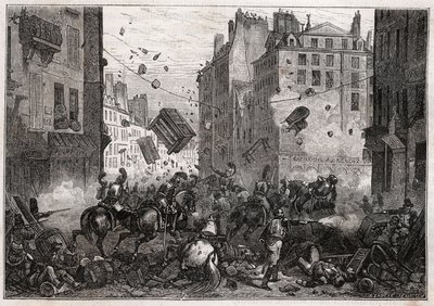 Rue Saint-Antoine během Trois-Glorieuses (červenec 1830) - revoluce 1830 Barikáda bojující na Rue Saint-Antoine (Saint Antoine) v roce 1830 od Unknown artist