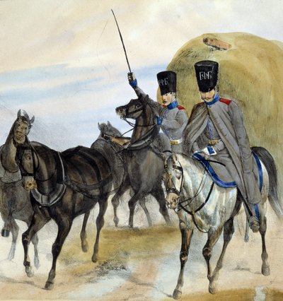 Ruští kozáci - kresba, deb. 19. století od Unknown artist