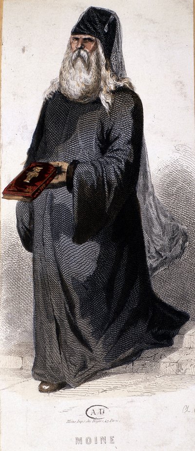 Ruský pravoslavný mnich. Rytina od Unknown artist