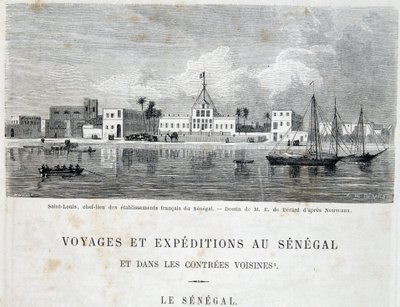 Saint-Louis, hlavní město francouzských podniků v Senegalu - v “” Voyage et voyages au Sénégal”” v Tour du Monde, 2. trim. 1861 od Unknown artist