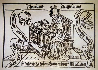 Svatý Augustin, z „De civitate dei“ (Boží cit) od svatého Augustina z Hrocha (354–430) od Unknown artist