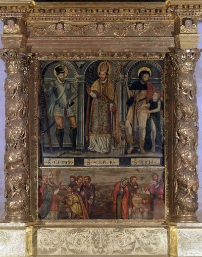 Saint Clair nebo Saint Roch Oltar: St Roch a Morové tlačítko a Svatý Jiří po vzoru Jindřicha III. - Kostel Panny Marie Nanebevzetí z Rognes od Unknown artist