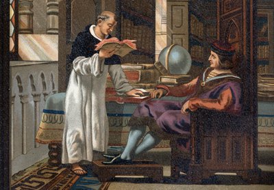 Saint Louis (1214-1270), král Francie, a jeho rada Saint Vincent de Beauvais (c.1190-1264), po „La Ciencia y sus Hombres par Louis Figuier“. Barcelona 1881 od Unknown artist