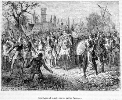 Saint Louis a jeho matka zachránili Pařížané - v „Histoire de France populaire““ od H. Martina od Unknown artist