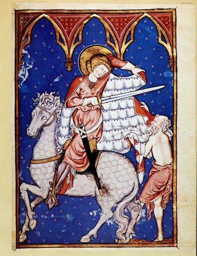 Svatý Martin dělící se o svůj kabát s chudým mužem - po světle 13. století od Unknown artist