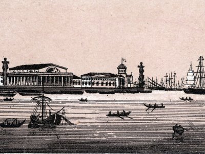 Petrohrad, Rusko: pohled na řeku Něvu a burzu v Petrohradu. v „“ Svět ilustruje 168 pohledů““ Nedatováno (konec 19. století) od Unknown artist