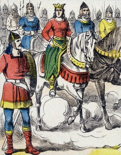 Sainte Clotilde (475-545) uprchl z poručnictví svého strýce Gondebauda, krále Bourgondes (480-516), který byl vrahem jeho rodiny. od Unknown artist
