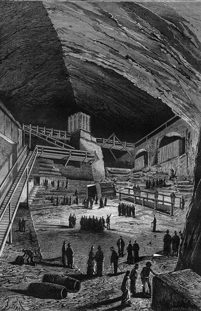 Solné doly Wieliczka, Polsko. Gravírování v "přírodě" od Unknown artist