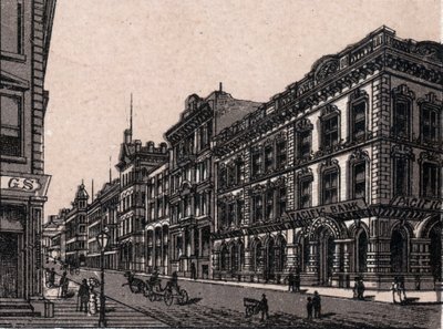 San Francisco, Spojené státy americké: pohled na Pine Street. v „“ Svět ilustruje 168 pohledů““ Nedatováno (konec 19. století) od Unknown artist