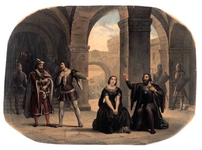 Scéna z opery „La forza del destino““ skladatele Giuseppe Verdiho (1813-1901) Ilustrace konce 19. století od Unknown artist