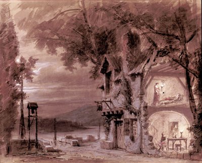 Scénografie Philippa Chaperona k opeře „“Rigoletto““ italského skladatele Giuseppe Verdiho (1813-1901) pro představení v Pařížské opeře od Unknown artist